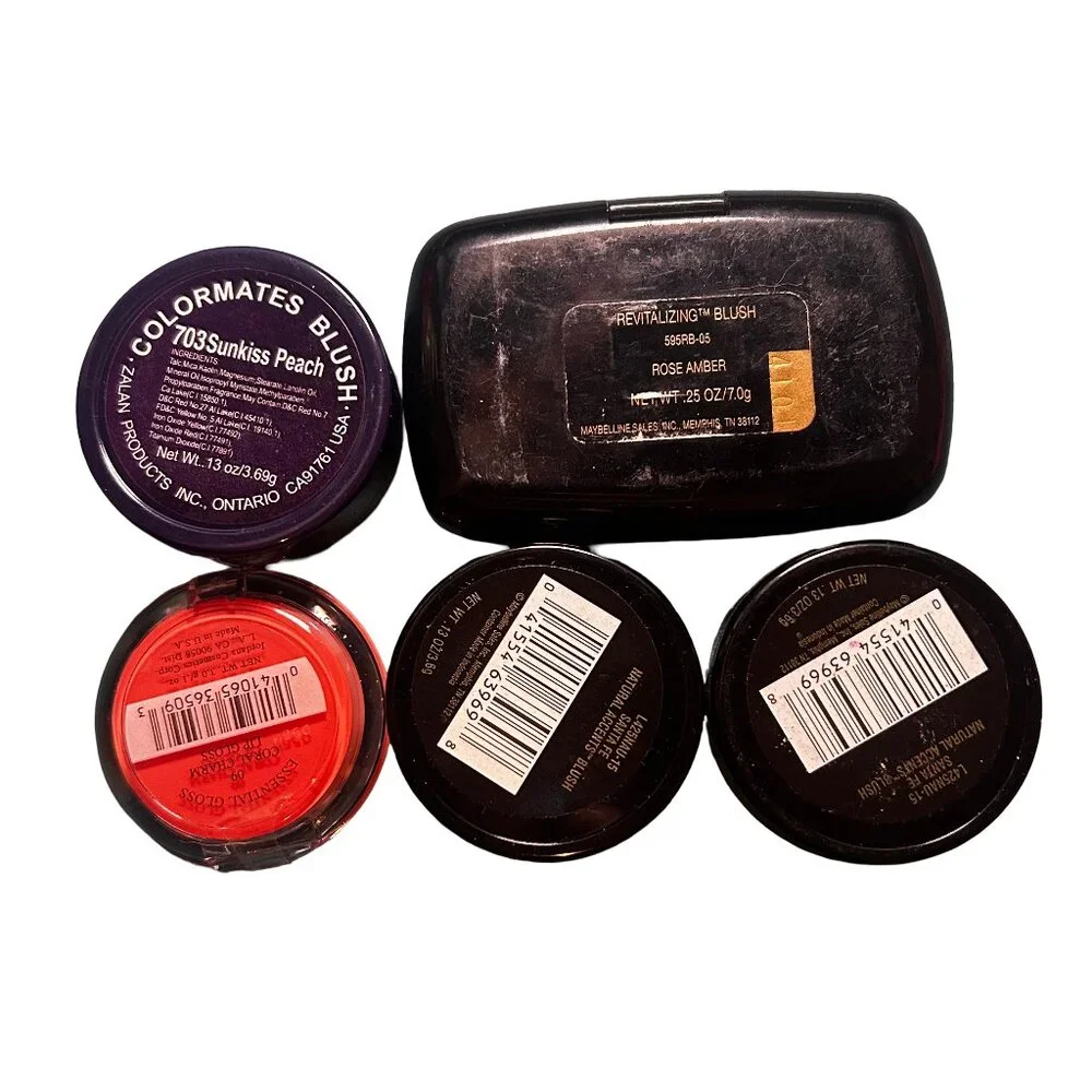 Vintage Drugstore Makeup Lot Maybelline Blush Santa Fe Rose Amber + Lip Gloss